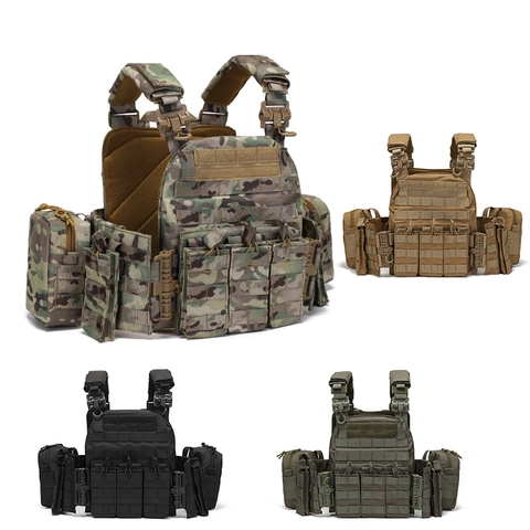 Gilet Tattico Professionale MOLLE Plate Carrier Tessuto Oxford Impermeabile Asciugatura Rapida Camouflage Gilet da Combattimento per Uomo