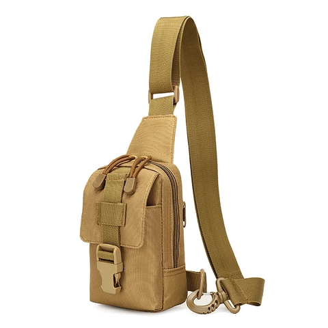 Men Tactical Chest Bag Outdoor Sports Shoulder Bag Waterproof Oxford Cloth Molle Crossbody Phone Bag Travel Hiking Pack