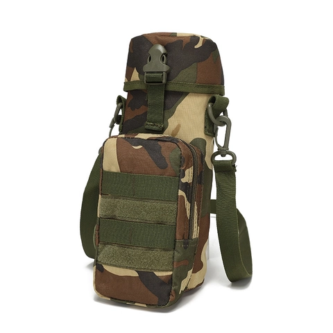 Sac de Bouteille d'Eau Tactique en Tissu Oxford Durable Imperméable Pochette MOLLE Avec Bandoulière Réglable pour Randonnée Cyclisme