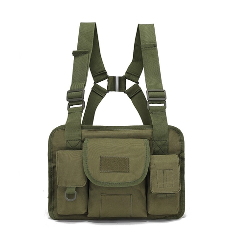 Tactical Chest Rig For Men Women Outdoor Hip Hop Streetwear Multi Pocket Vest Bag Adjustable Nylon Crossbody Utility Pack