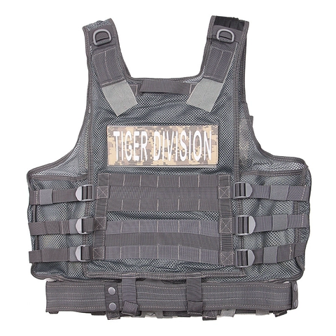 Gilet Tattico in Rete da Uomo Multi-Tasca Allenamento all'aperto CS Traspirante Regolabile Gilet da Combattimento Oxford 600D