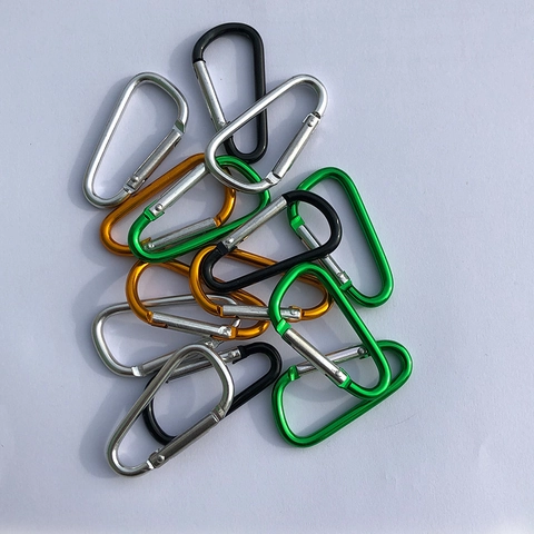 D Shape Aluminum Alloy Carabiner Clip Keychain Outdoor Camping Travel Portable Hanging Hook Snap Link For Bags Bottles