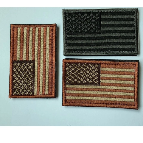 Taktischer USA Flagge Patch Bestickt Militär Abzeichen Mit Klettverschluss Für Rucksack Bekleidung Weste Hut Khaki Schwarz PVC