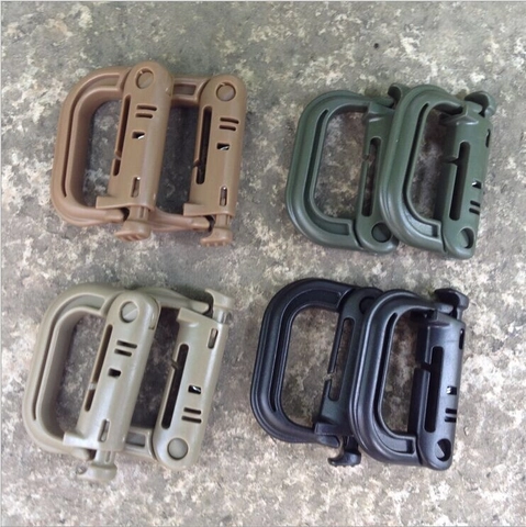 Moschettone di Bloccaggio ad Anello a D Tattico in Plastica ad Alta Resistenza Clip per Sistema Molle per Accessorio Portachiavi da Zaino all'Aperto