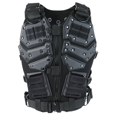 Gilet Tattico Protettivo Tessuto Oxford Neoprene EVA Piastre di Protezione Resistente all'Usura Regolabile Gilet da Combattimento Multifunzione Uomo Outdoor