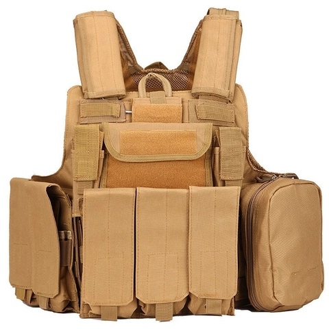Professional Tactical Vest With Multi Pocket Pouches For Outdoor Combat Training Durable Polyester Adjustable Protective Vest
