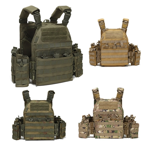 Gilet Tattico Sgancio Rapido Porta Piastre Regolabile Sistema Molle Impermeabile Nylon 1000D Gilet per Addestramento Outdoor