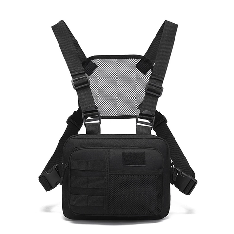 Borsa Pettorina Tattica Impermeabile da Uomo in Oxford 800D Zaino Gilet Funzionale da Esterno con Tasche Multiple