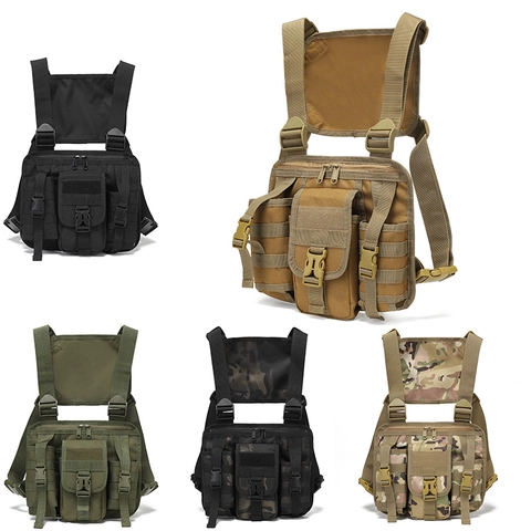 Borsa da Petto Tattica in Tessuto Oxford Impermeabile Sistema MOLLE Uomo Sport all'Aperto Tracolla Mimetica Pacchetto Petto