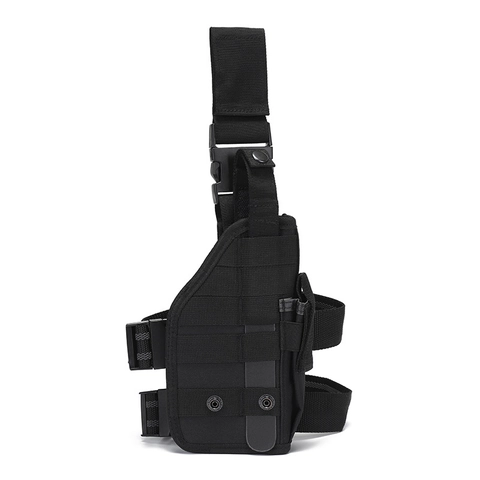 Bolso de Funda de Pierna Táctica de Nailon Oxford Impermeable 800D Hebilla de Liberación Rápida Ajustable para Caza al Aire Libre Negro