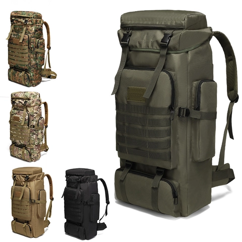 Zaino da Alpinismo Tattico di Grande Capacità Tessuto Oxford Impermeabile Borsa da Trekking Sportiva Con Sistema MOLLE