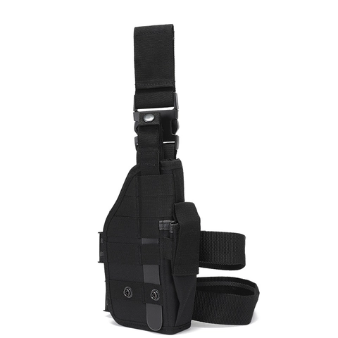 Bolso de Funda de Pierna Táctica de Nailon Oxford Impermeable 800D Hebilla de Liberación Rápida Ajustable para Caza al Aire Libre Negro