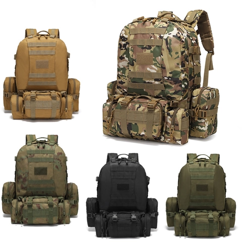 Zaino Tattico di Grande Capacità Modulare Mimetico in Tessuto Oxford Impermeabile Outdoor Escursionismo Campeggio Arrampicata Militare per Uomo Donna