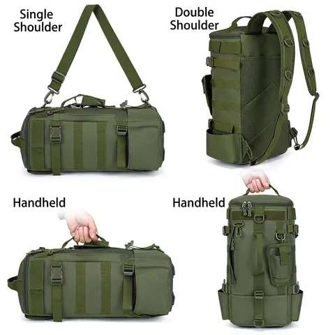 Zaino da Pesca Tattico Grande Capacità in Tessuto Oxford Impermeabile Multifunzionale Borsa Sportiva Outdoor Unisex