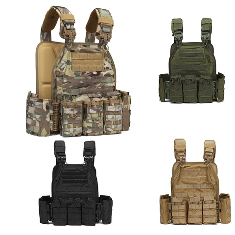 6094 Lightweight Tactical Vest 1000D Nylon Water-Repellent Military MOLLE Plate Carrier For Outdoor Training Hunting Men