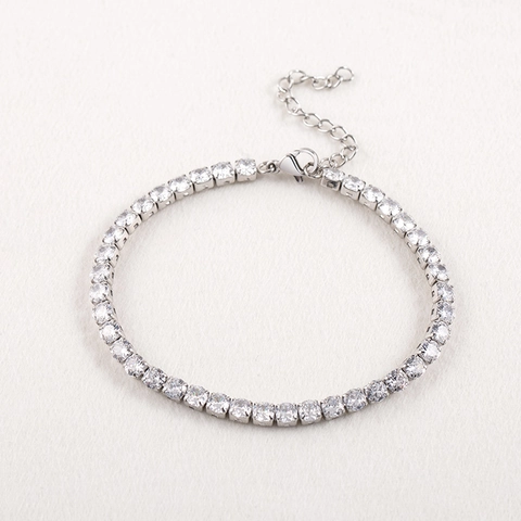 Bracciale Tennis in Acciaio Inossidabile Zirconia Catena di Estensione Regolabile Stile Hip Hop Gioielli Unisex