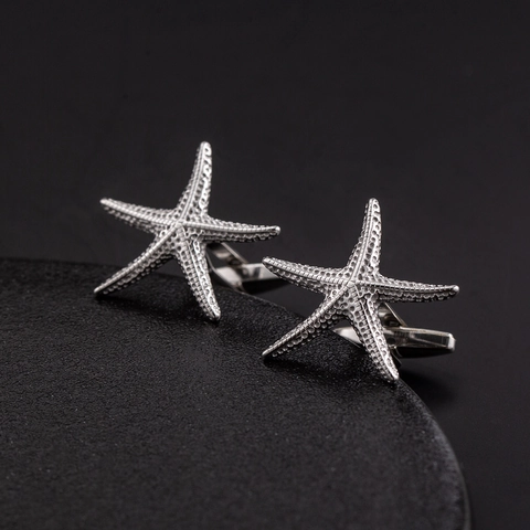 Gemelli a Forma di Stella Marina 3D per Uomo in Acciaio Inossidabile Gemelli per Camicia Business Matrimonio Gioielli Regalo