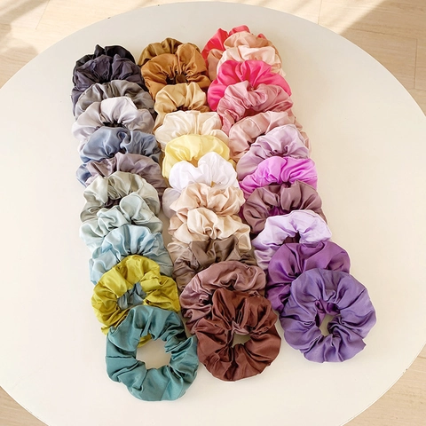 Satin Scrunchies Large Hair Ties Solid Color Elastic Hair Bands Minimalist Fashion Hair Accessories For Women Girls