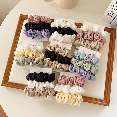 Elegante Satin Plissierte Scrunchies Für Damen Minimalistische Einfarbige Haargummis Hochelastische Haaraccessoires Für Pferdeschwanz