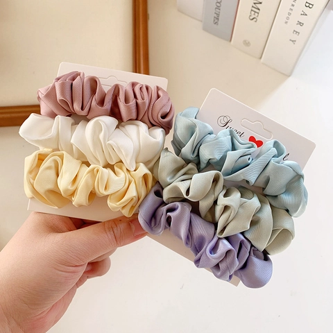 Elegante Satin Plissierte Scrunchies Für Damen Minimalistische Einfarbige Haargummis Hochelastische Haaraccessoires Für Pferdeschwanz