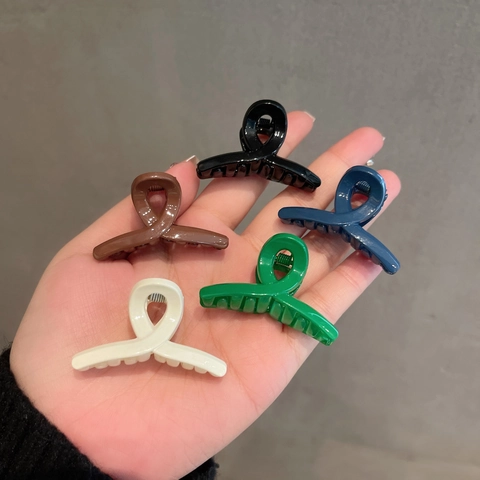 Mini Pinzas de Pelo de Acrílico Minimalistas Cruzadas Color Sólido Pequeñas Pinzas de Cangrejo Mujer Accesorios Pelo