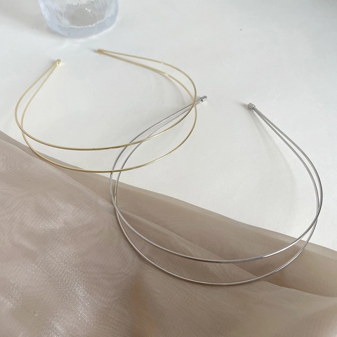 Cerchietto per Capelli in Metallo a Doppia Fila Minimalista Stile Coreano Lucido Sottile Lega per Donna Accessori Capelli