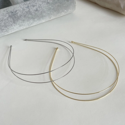 Cerchietto per Capelli in Metallo a Doppia Fila Minimalista Stile Coreano Lucido Sottile Lega per Donna Accessori Capelli