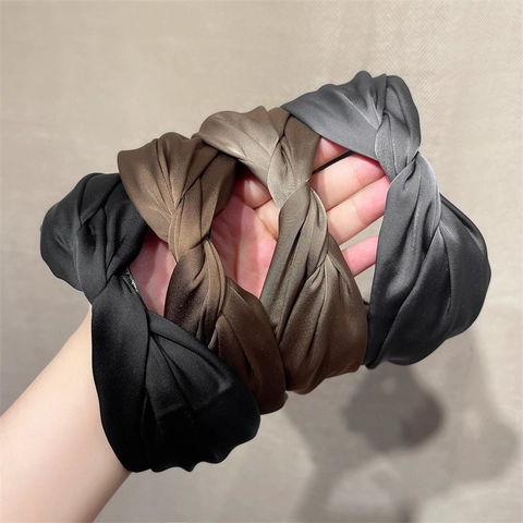 Diadema Elegante de Satén Plisado para Mujer Nudo Retorcido Color Sólido Antideslizante Accesorios de Pelo Moda