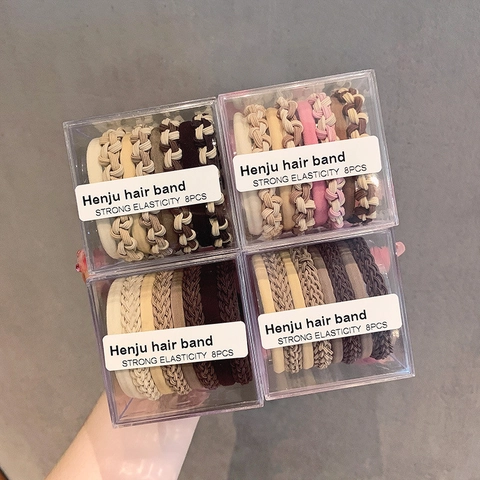 High Elasticity Braided Hair Ties For Women Minimalist Fabric Scrunchies Thick Durable Fashionable Hair Bands With Storage Box