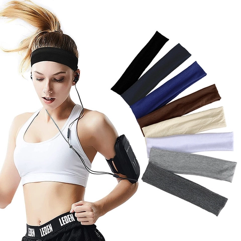 Fascia Sportiva Elastica Tinta Unita per Donna Uomo Morbido Tessuto Traspirante Fascia Sudore Yoga Corsa Allenamento Fascia Capelli