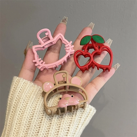 Mini Mollette Per Capelli Carine Da Donna In Lega Resina Cartone Animato Ciliegia Forma Di Animale Accessori Per Capelli