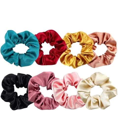 French Vintage Satin Scrunchie For Women Solid Color Elegant Handmade Fabric Elastic Hair Tie Shiny Silk Texture Hair Accessories