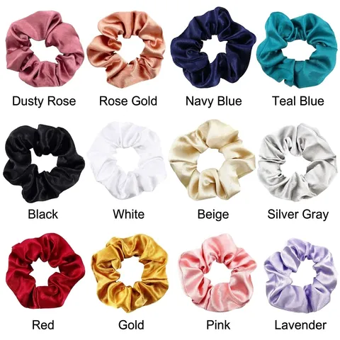 French Vintage Satin Scrunchie For Women Solid Color Elegant Handmade Fabric Elastic Hair Tie Shiny Silk Texture Hair Accessories
