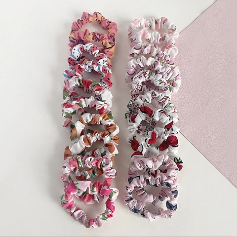 Cute Printed Fabric Hair Scrunchies Fresh Fruit Floral Pattern Simple Elastic Ponytail Holder Daily Versatile Headwear For Women