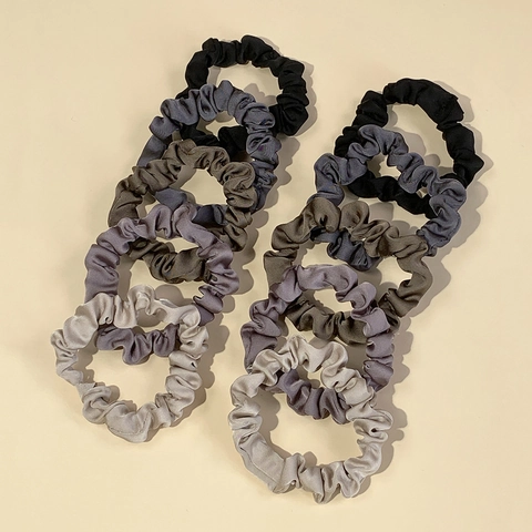 Elegant Satin Scrunchies Set For Women Solid Color Elastic Hair Ties Smooth Hair Accessories For Daily Commuting