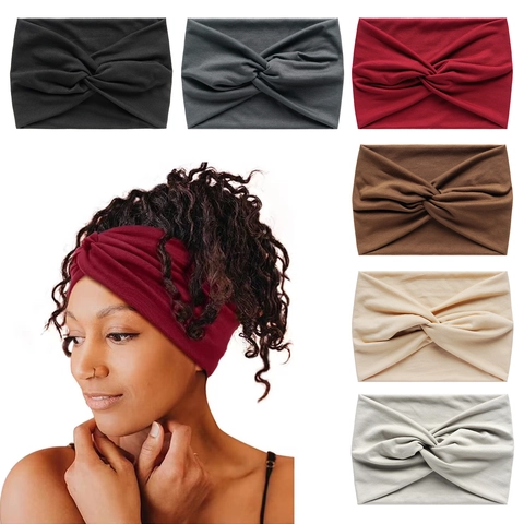Fascia per Capelli Yoga Donna Tinta Unita Larga Elastica Incrocio Fascia Sportiva Antisudore Corsa Fitness Accessori Capelli