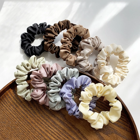 Coleteros de Satén Elegantes de Estilo Francés Color Sólido Gomas de Pelo Suaves Efecto Seda Soporte para Coleta Accesorios para el Cabello