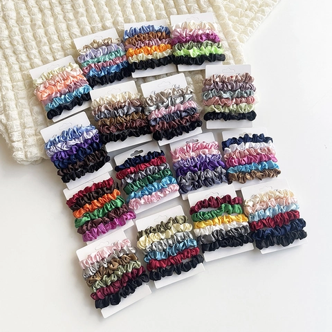 Juego de Coleteros de Seda de Satén para Mujer Cintas para el Pelo de Alta Elasticidad Color Sólido Lazos para el Pelo Elegantes Hechos a Mano