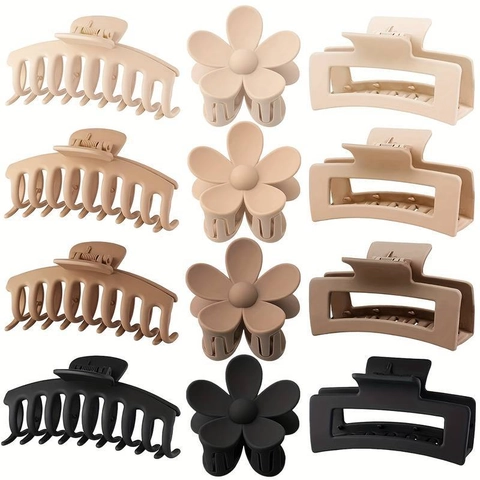 Große Matte Haarkralle Starker Halt Geometrisches Quadrat Blume Haarspangen Rutschfest Kunststoff Haarschmuck Für Frauen