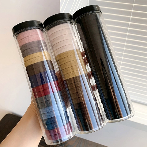 Gomas para el Pelo de Nylon de Punto Sin Costuras Alta Elasticidad Color Sólido Diademas para Mujeres Coleta Uso Diario