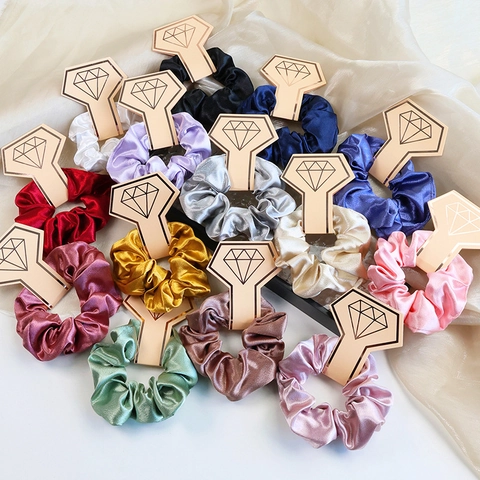 Elegant Solid Color Satin Scrunchies Large Elastic Hair Ring Silk Texture Hair Band Bridesmaid Proposal Gift For Women