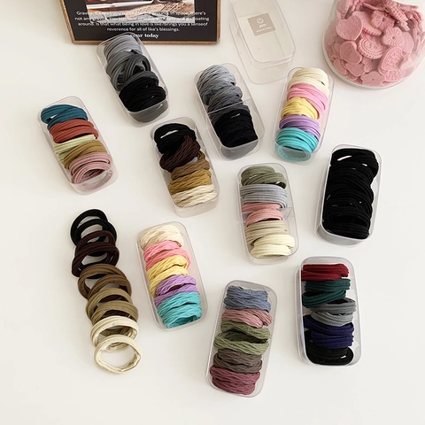 High Elastic Seamless Hair Ties Set For Women Durable Ribbed Ponytail Holders Hair Scrunchies With Storage Box Headwear