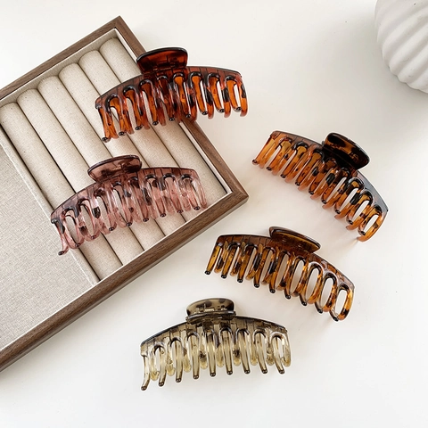 Große Harz Haarkralle Schildpatt Geometrische Haarklammer Für Damen Dickes Haar Styling Zubehör