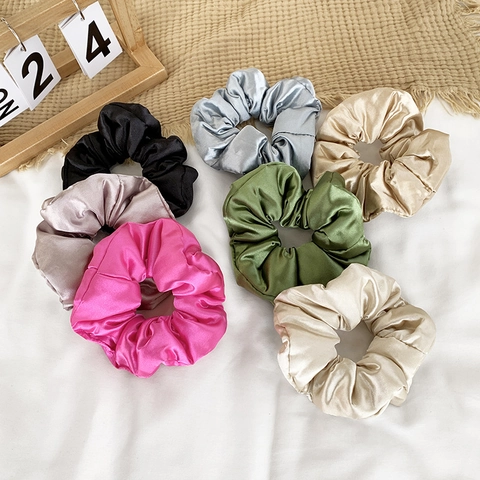 Oversized Satin Sleep Scrunchie For Women Soft Elastic Hair Tie Pillow Scrunchies Solid Color Silk Texture Hair Accessories