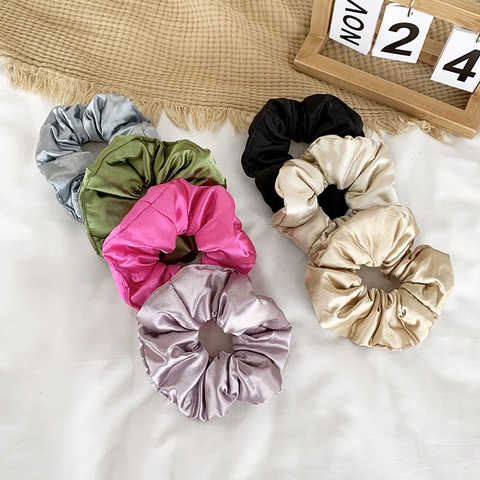 Oversized Satin Sleep Scrunchie For Women Soft Elastic Hair Tie Pillow Scrunchies Solid Color Silk Texture Hair Accessories