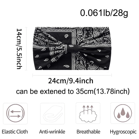 Bohemian Leopard Print Yoga Sport Headband Elastic Wide Brim Twist Knot Hair Band Paisley Floral Women Hair Accessories