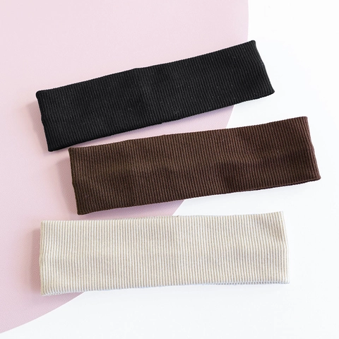 Diadema Elástica de Punto Acanalado de Color Sólido para Yoga Fitness Correr Deportes Diadema Simple Accesorios Cabello
