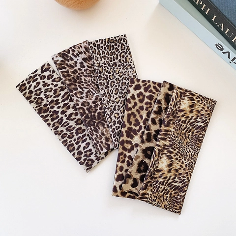 Fascia per Capelli Larga con Stampa Leopardata Vintage da Donna in Poliestere Elastico Accessori per Capelli alla Moda per Uso Quotidiano