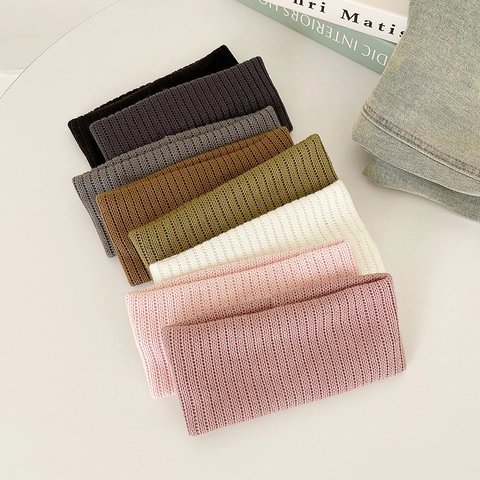 Women Knitted Hair Band Elastic Solid Color Morandi Ribbed Woolen Yarn Headband Autumn Winter Warm Hair Accessories