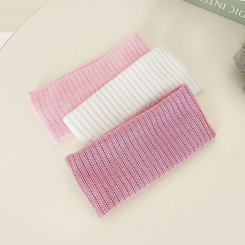 Women Knitted Hair Band Elastic Solid Color Morandi Ribbed Woolen Yarn Headband Autumn Winter Warm Hair Accessories